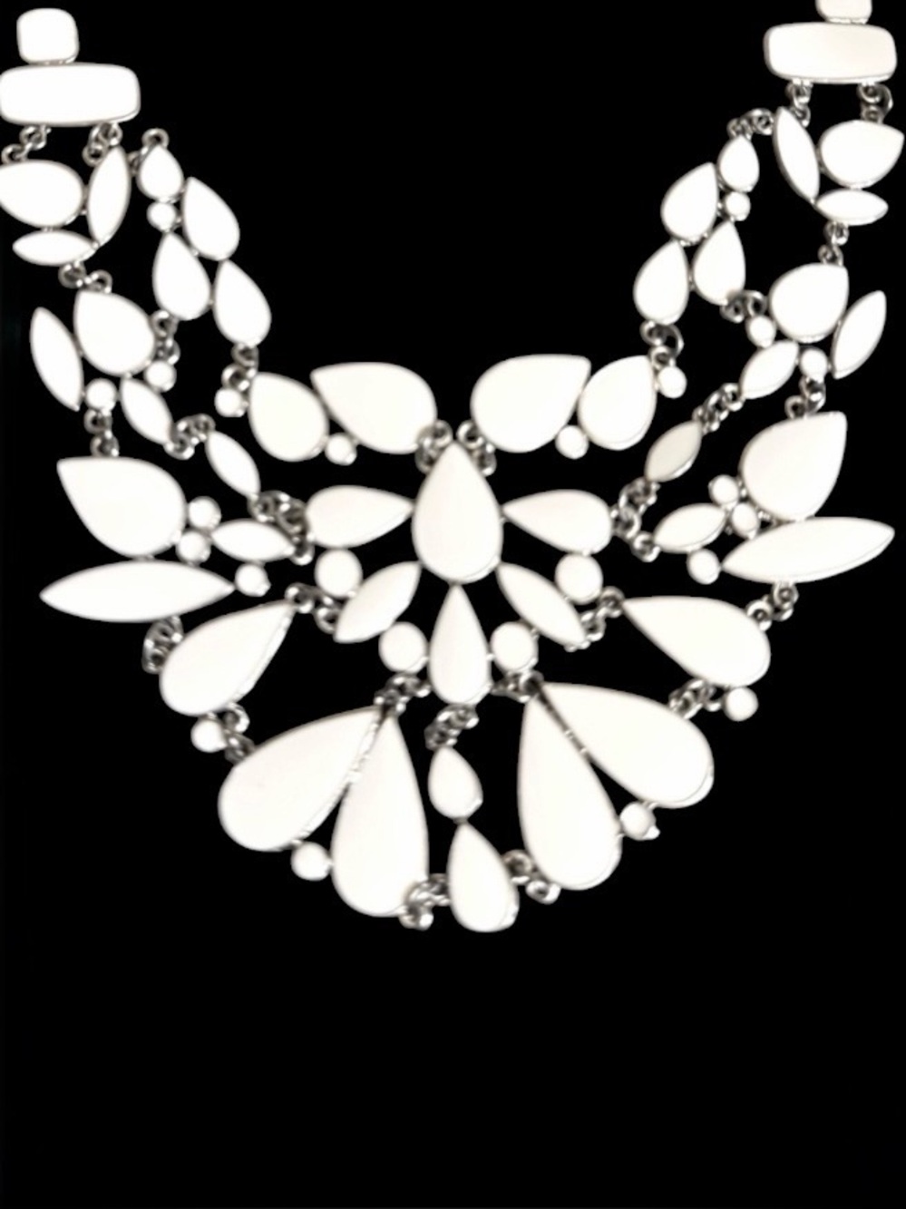 Aldo White Lucite & Silver Tone Intricate Statement Necklace
